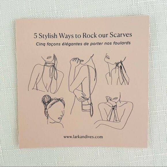 Lark & Ives Minimalist Womens Hair Scarf Bundle Set of Two Pink and Cream 20x20” - Picture 11 of 15